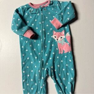 4/$10! Carter's Teal and Pink Fox Footie